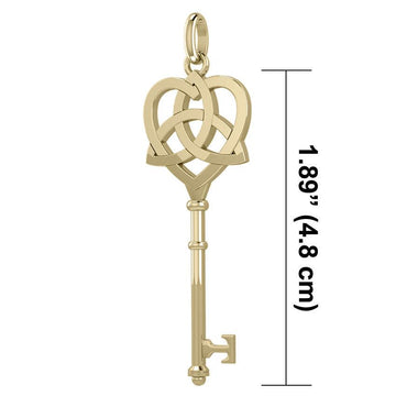 Celtic Heart Spiritual Enchantment Key Solid Gold Pendant GPD5708 - Jewelry